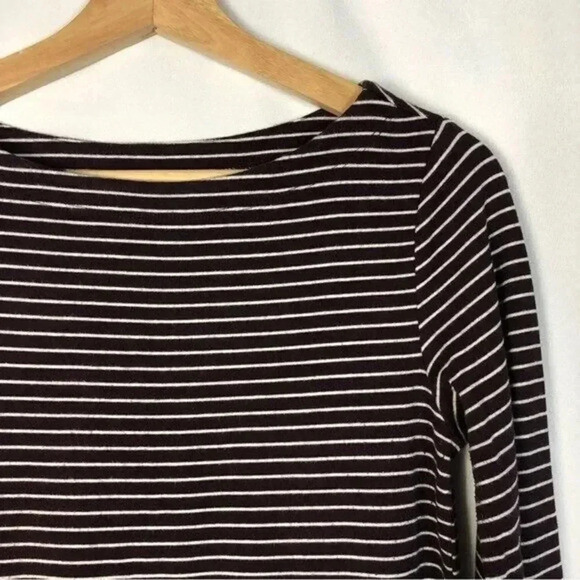 Gap Maternity Purple Stripe Modern Long Sleeve Boatneck Top M - Picture 3 of 3
